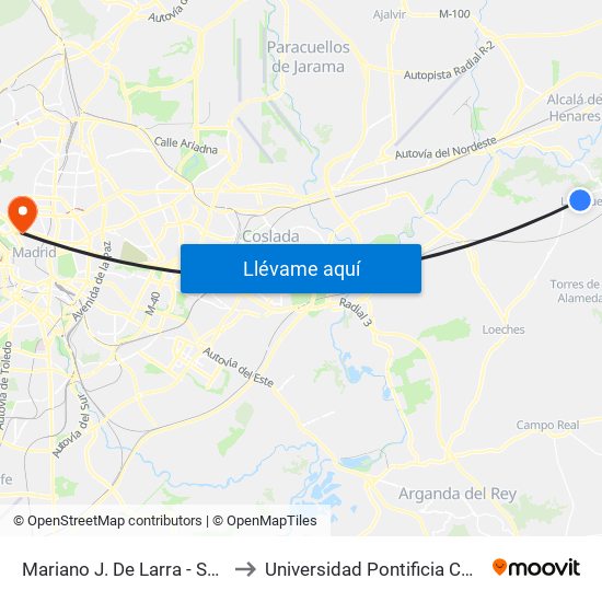 Mariano J. De Larra - Supermercado to Universidad Pontificia Comillas - Icade map