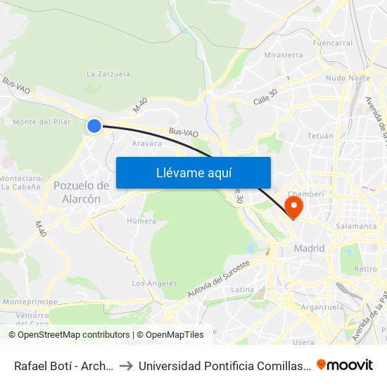 Rafael Botí - Archanda to Universidad Pontificia Comillas - Icade map