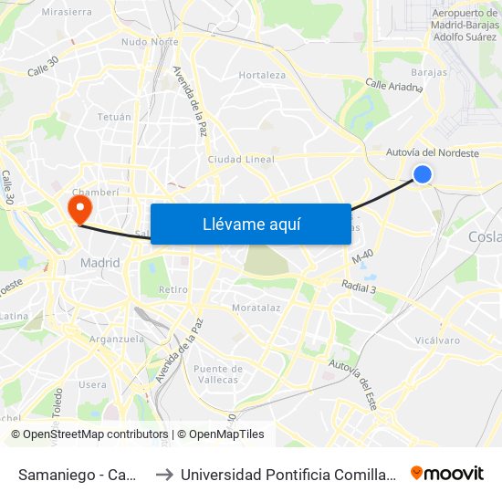 Samaniego - Campezo to Universidad Pontificia Comillas - Icade map
