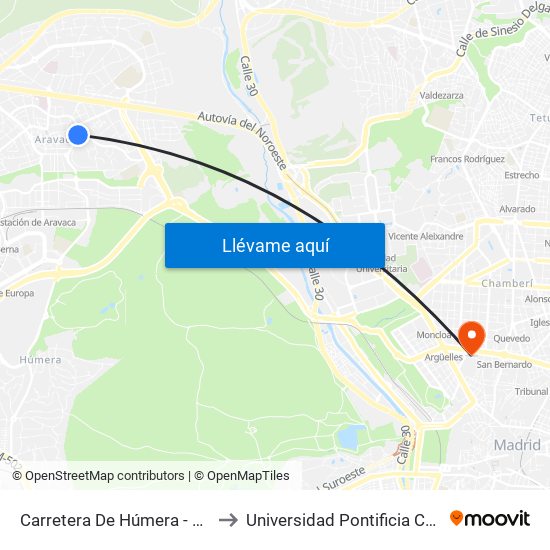 Carretera De Húmera - Fuente Del Rey to Universidad Pontificia Comillas - Icade map