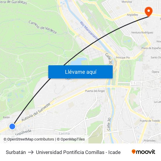 Surbatán to Universidad Pontificia Comillas - Icade map