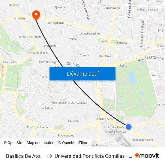 Basílica De Atocha to Universidad Pontificia Comillas - Icade map