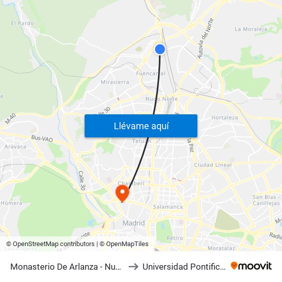 Monasterio De Arlanza - Nuestra Señora De Valverde to Universidad Pontificia Comillas - Icade map