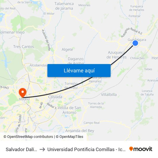 Salvador Dalí, 3 to Universidad Pontificia Comillas - Icade map