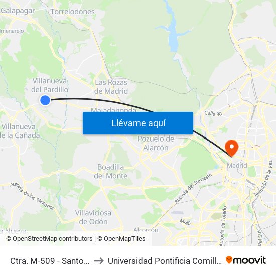 Ctra. M-509 - Santo Tomás to Universidad Pontificia Comillas - Icade map