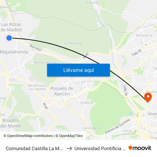 Comunidad Castilla La Mancha - Av. España to Universidad Pontificia Comillas - Icade map