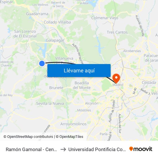 Ramón Gamonal - Centro De Salud to Universidad Pontificia Comillas - Icade map