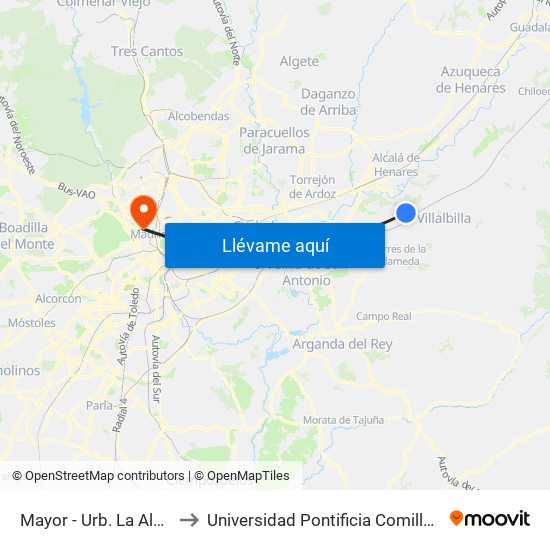 Mayor - Urb. La Alcazaba to Universidad Pontificia Comillas - Icade map