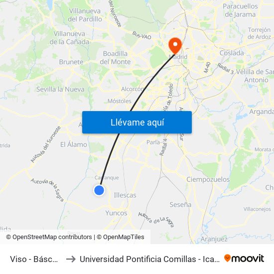 Viso - Báscula to Universidad Pontificia Comillas - Icade map