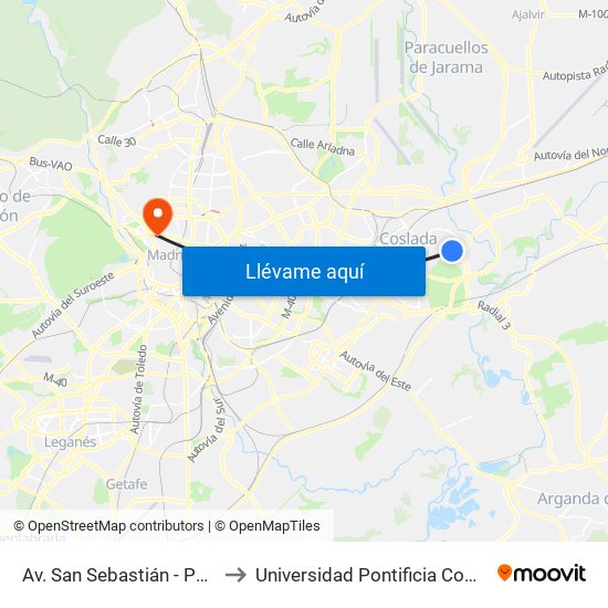 Av. San Sebastián - Pza. Gallarta to Universidad Pontificia Comillas - Icade map