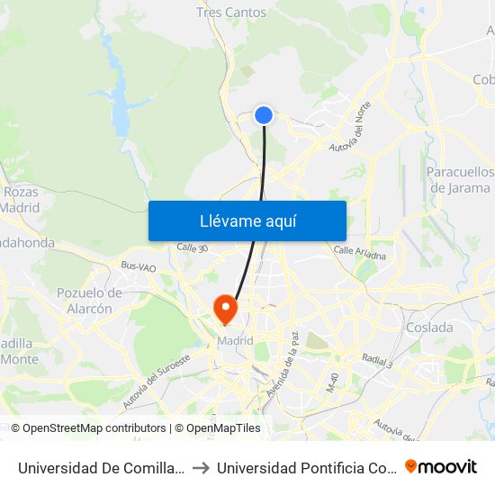 Universidad De Comillas - Edificio B to Universidad Pontificia Comillas - Icade map