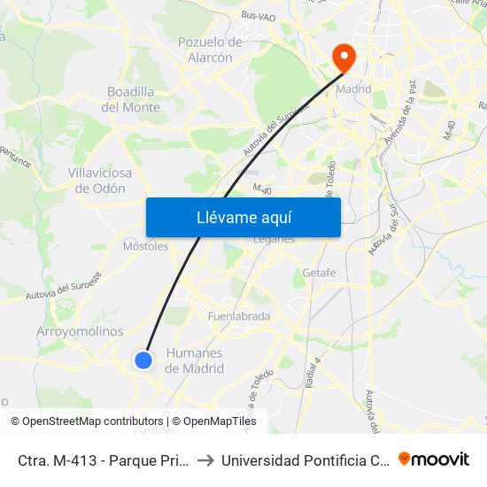 Ctra. M-413 - Parque Primero De Mayo to Universidad Pontificia Comillas - Icade map