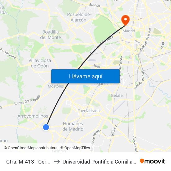 Ctra. M-413 - Cerámica to Universidad Pontificia Comillas - Icade map