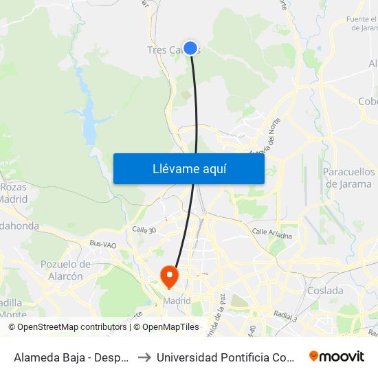 Alameda Baja - Despeñaperros to Universidad Pontificia Comillas - Icade map