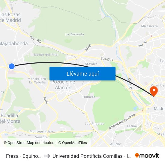 Fresa - Equinocio to Universidad Pontificia Comillas - Icade map
