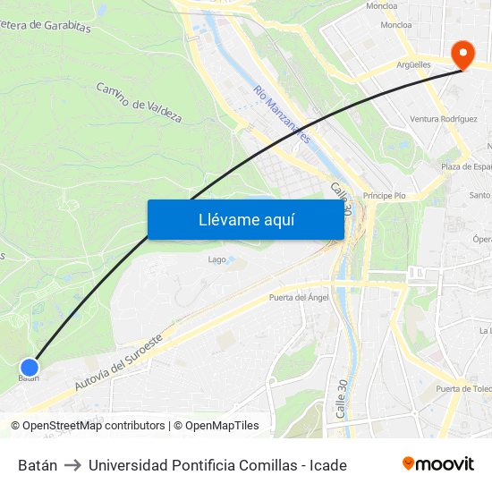 Batán to Universidad Pontificia Comillas - Icade map