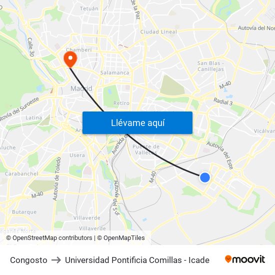 Congosto to Universidad Pontificia Comillas - Icade map