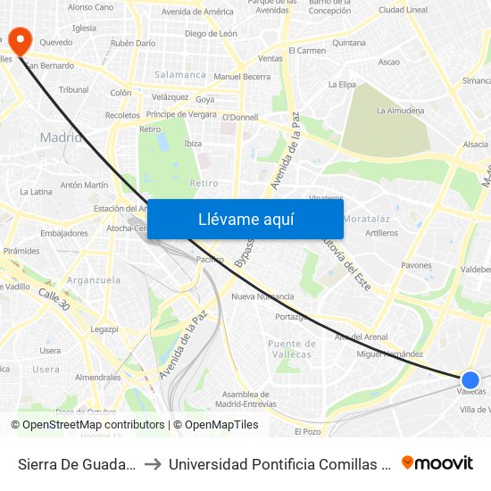 Sierra De Guadalupe to Universidad Pontificia Comillas - Icade map