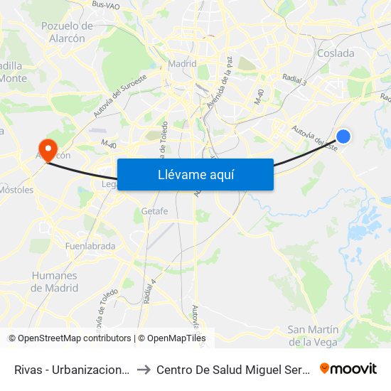 Rivas - Urbanizaciones to Centro De Salud Miguel Servet map