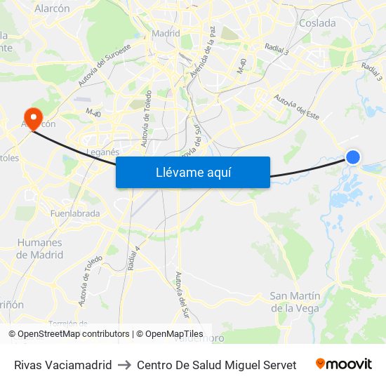 Rivas Vaciamadrid to Centro De Salud Miguel Servet map