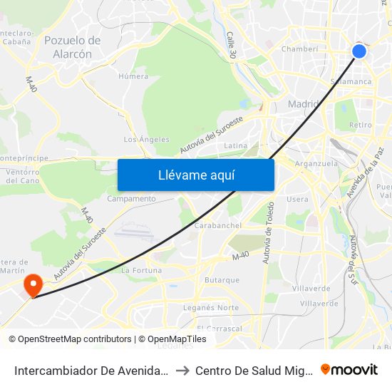 Intercambiador De Avenida De América to Centro De Salud Miguel Servet map