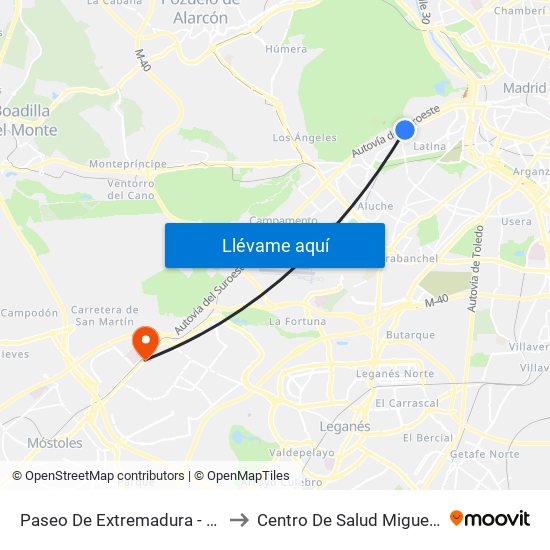Paseo De Extremadura - El Greco to Centro De Salud Miguel Servet map