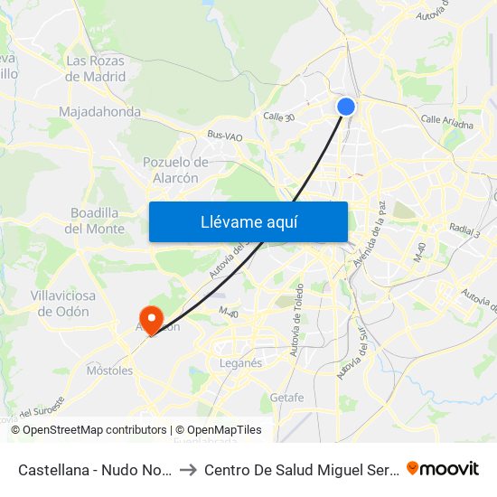 Castellana - Nudo Norte to Centro De Salud Miguel Servet map