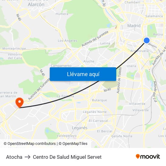 Atocha to Centro De Salud Miguel Servet map