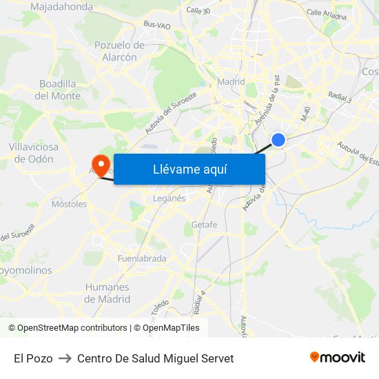 El Pozo to Centro De Salud Miguel Servet map