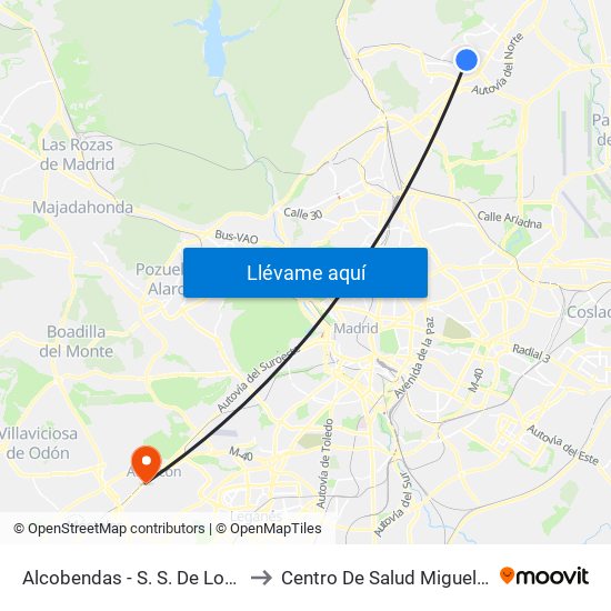 Alcobendas - S. S. De Los Reyes to Centro De Salud Miguel Servet map