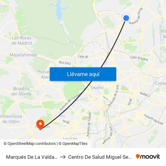 Marqués De La Valdavia to Centro De Salud Miguel Servet map