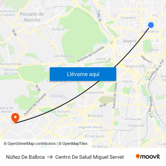 Núñez De Balboa to Centro De Salud Miguel Servet map