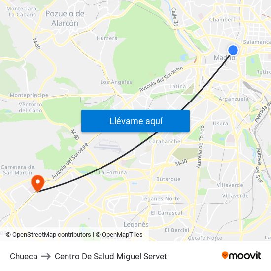 Chueca to Centro De Salud Miguel Servet map