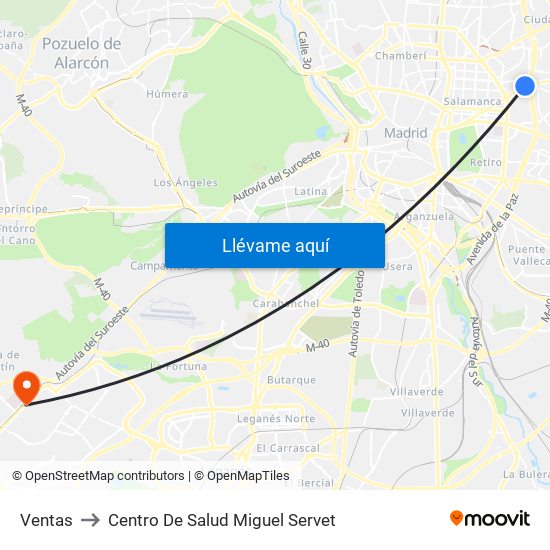 Ventas to Centro De Salud Miguel Servet map