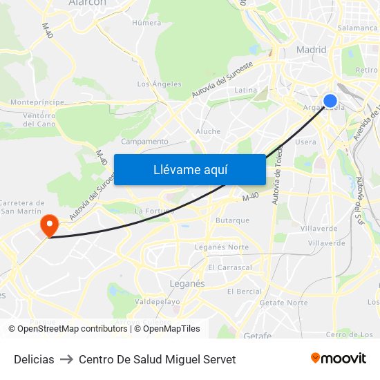 Delicias to Centro De Salud Miguel Servet map