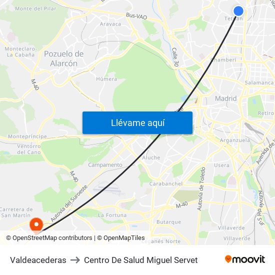 Valdeacederas to Centro De Salud Miguel Servet map