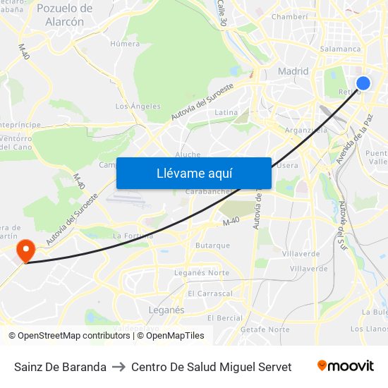 Sainz De Baranda to Centro De Salud Miguel Servet map
