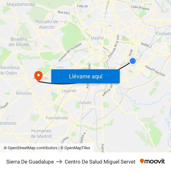 Sierra De Guadalupe to Centro De Salud Miguel Servet map