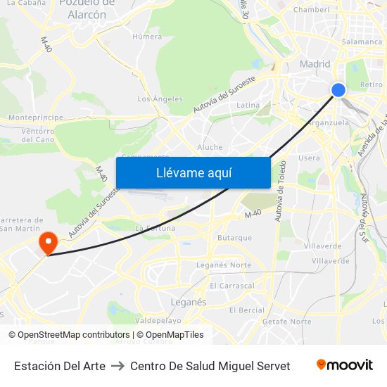 Estación Del Arte to Centro De Salud Miguel Servet map