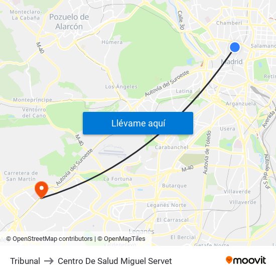 Tribunal to Centro De Salud Miguel Servet map