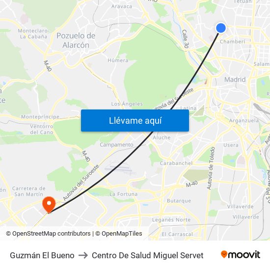 Guzmán El Bueno to Centro De Salud Miguel Servet map