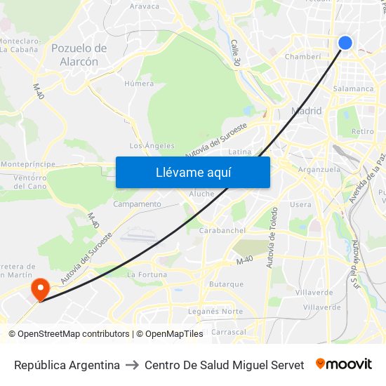 República Argentina to Centro De Salud Miguel Servet map