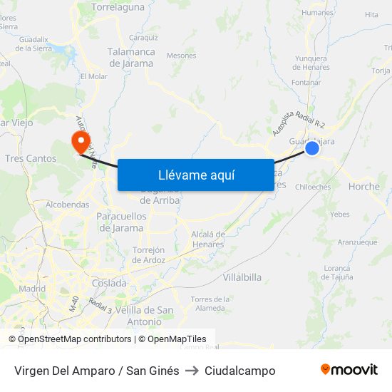 Virgen Del Amparo / San Ginés to Ciudalcampo map