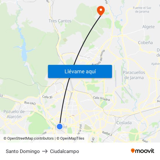 Santo Domingo to Ciudalcampo map