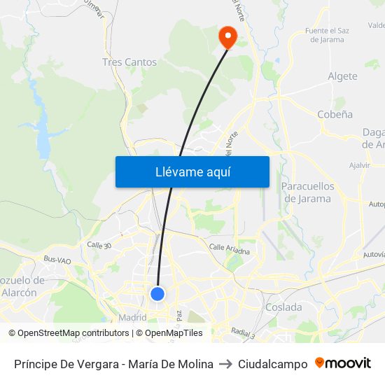 Príncipe De Vergara - María De Molina to Ciudalcampo map