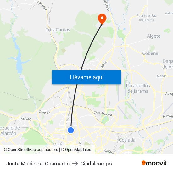 Junta Municipal Chamartín to Ciudalcampo map
