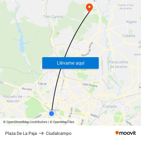 Plaza De La Paja to Ciudalcampo map