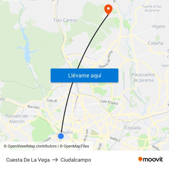 Cuesta De La Vega to Ciudalcampo map