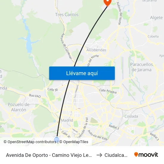 Avenida De Oporto - Camino Viejo Leganés to Ciudalcampo map