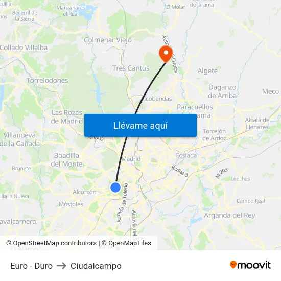 Euro - Duro to Ciudalcampo map